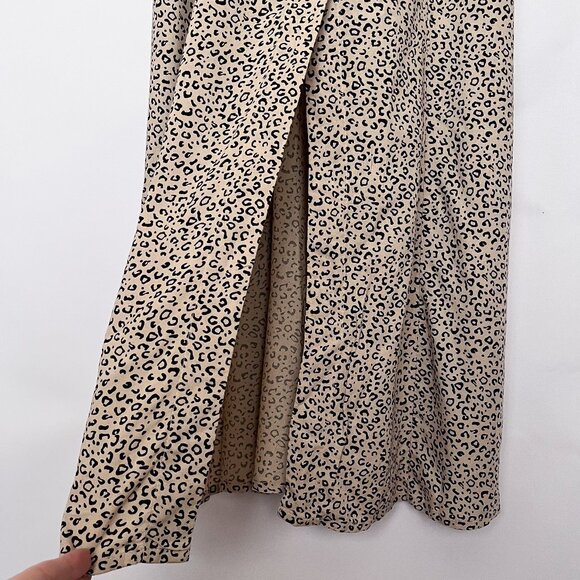 Japna Button Front Midi Dress Cottagecore Animal Print Size Large Tan Black - Picture 5 of 13